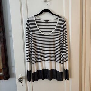 Vince Black and White Striped Long Sleeve Top